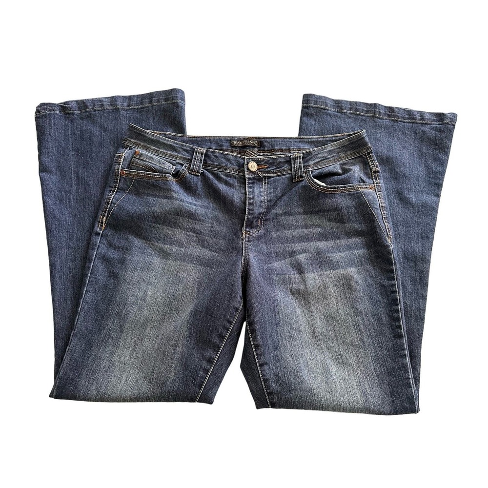 Baccini Womens Size 14 Bootcut Flare Jeans Medium Wash Embellished Stretch Denim